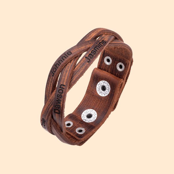 1 - 5 Namn Vävda läderarmband för mor