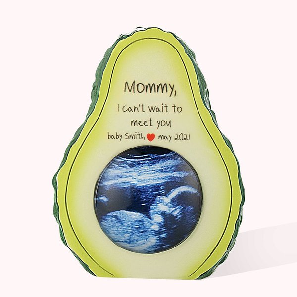 Décoration sur Table Personnalisée avec Photo Échographie Ornement en Forme d'Avocat Cadeau de Grossesse pour Nouvelle Maman