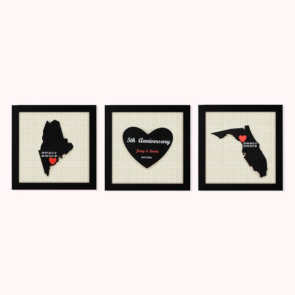 Personalised Anniversary Photo Frame Map Home Decor Gift