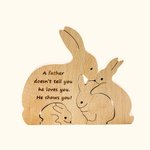 Personalised Wooden Family Bunnies Puzzle Cuddling Rabbits Tabletop Decoration with Engraved Names Easter Birthday Gift for Kids Family