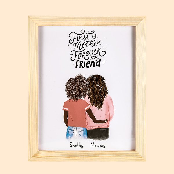 Personalisierte Mutter und Tochter Digital Portrait Print gerahmte Wandkunst