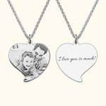 Gegraveerde hart fotoketting zilver