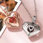 Personalized Love Heart in Your Hands Birthstone Necklace with Engraved Name Anniversary Birthday Gift for Women
