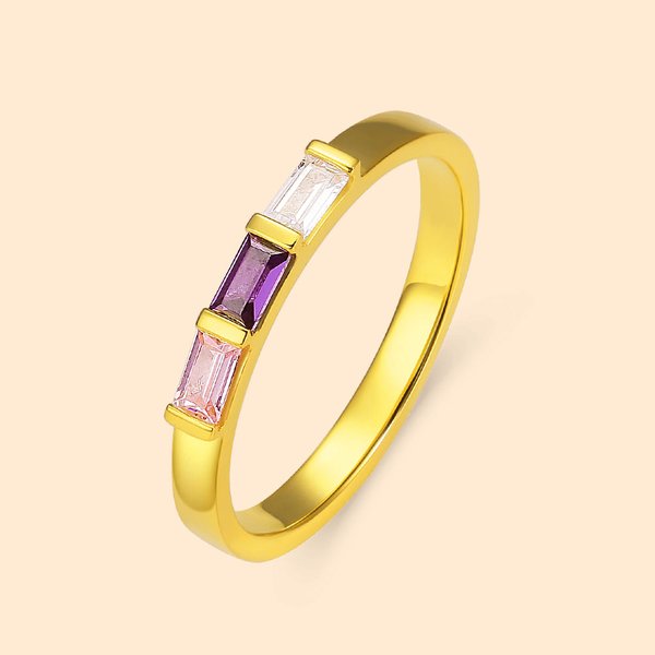 Personalizada rectangular 1-10 Familia Birthstone Anillo de plata esterlina Día de la Madre de regalo para ella