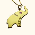 Collier Prénom avec Pierre de Naissance Personnalisée Pendentif Éléphant de Bonne Chance