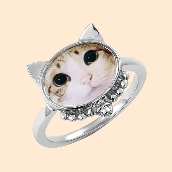 Personalized Cat Face Photo Ring Gift for Cat Lover