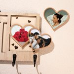 Dulce Hogar Personalizado Cara de Mascota Foto Llavero Ganchos con Nombre Grabado Decoración del Hogar Regalo de inauguración de la casa para los amantes del perro del gato Familia