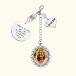 Ciondolo ovale in pizzo personalizzato con foto e incisione del testo regalo di matrimonio commemorativo per la sposa
