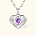 Personalized Love Heart in Your Hands Birthstone Necklace with Engraved Name Anniversary Birthday Gift for Women