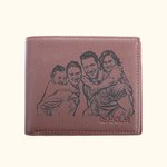 Personalised Men's Foldable Leather Wallet with Engraved Text Photo Father's Day Anniversary Birthday Gift for Him