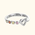Bague de Coeur en Argent Sterling Personnalisée avec 2 - 4 Pierres de Naissance Cadeau pour Femme