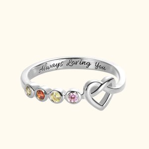 Bague de Coeur en Argent Sterling Personnalisée avec 2 - 4 Pierres de Naissance Cadeau pour Femme