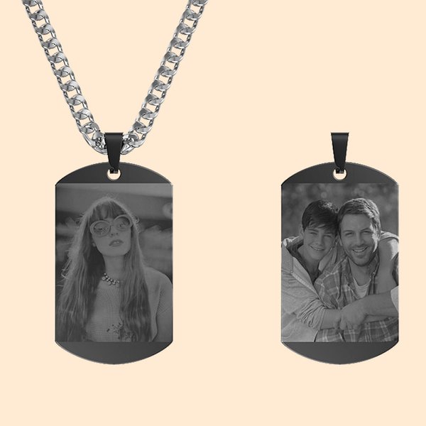 Collana con targhetta per cani personalizzata con foto su entrambi i lati Gioielli in acciaio titanio Compleanno commemorativo Regalo per la festa del papà per gli uomini