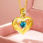 Personalized Love Heart in Your Hands Birthstone Necklace with Engraved Name Anniversary Birthday Gift for Women