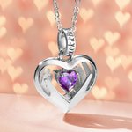 Personalized Love Heart in Your Hands Birthstone Necklace with Engraved Name Anniversary Birthday Gift for Women