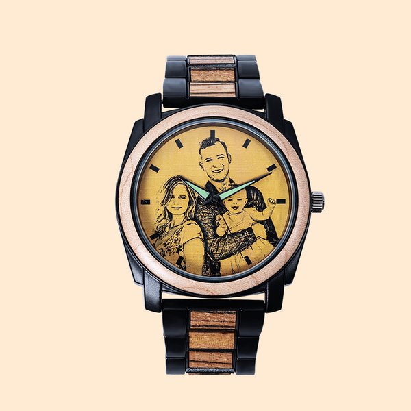 Reloj con foto de madera para hombre