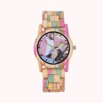 Colourful Bamboo Photo Watch Back Engraving