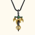Personalised Wing Dragon Wrapped Sword Necklace with Birthstone Gothic Cross Pendant Jewellery Birthday Gift for Rock Punk Lovers