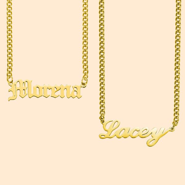 Collar con nombre para hombre Cadena cubana Acero inoxidable
