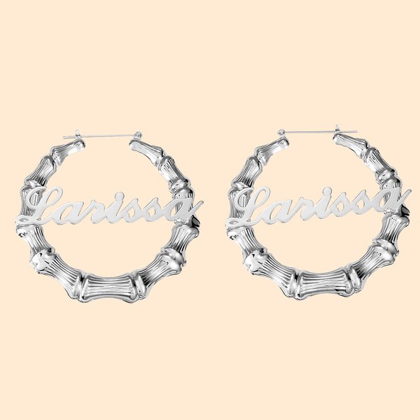 Name Bamboo Hoop Earrings