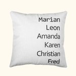 Coussin d'oreiller imprimé de noms de famille