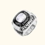Bague Sportive Football Baseball Softball Personnalisée avec Pierre Précieuse et Texte Cadeau pour Homme