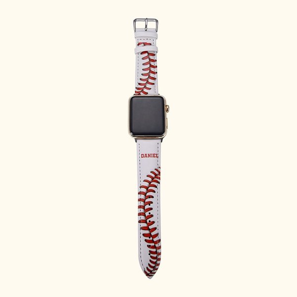 Baseball/Football Apple Watch läderarmband med gravyr