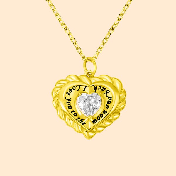 Collana con pietre di nascita a forma di cuore con incisione personalizzata