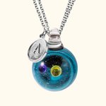 Collier pendentif Univers rond Voie lactée fait main avec initiales | Callie