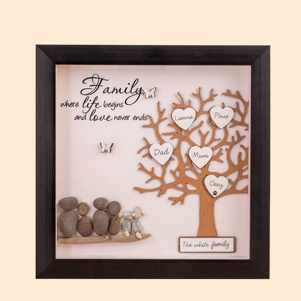 Custom Pebble Art Family Tree Picture Frame