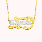 Diamond Cut Wave Shape Name Necklace