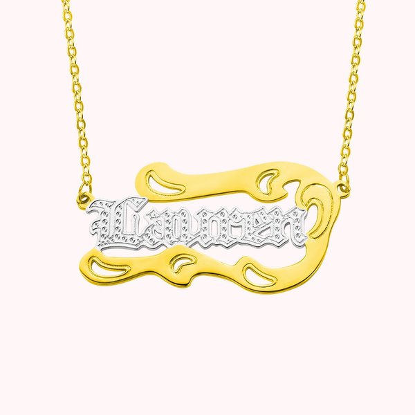 Diamond Cut Wave Shape Name Necklace