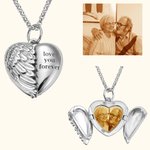 Personalised Picture Locket Angel Wings Heart Necklace