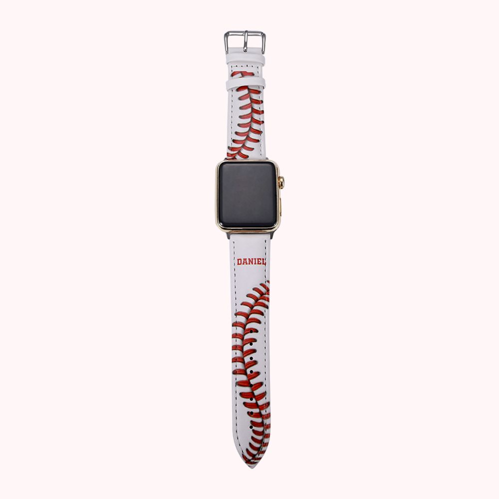 Gifts Baseball Football Leather Apple Watch Band Engraving