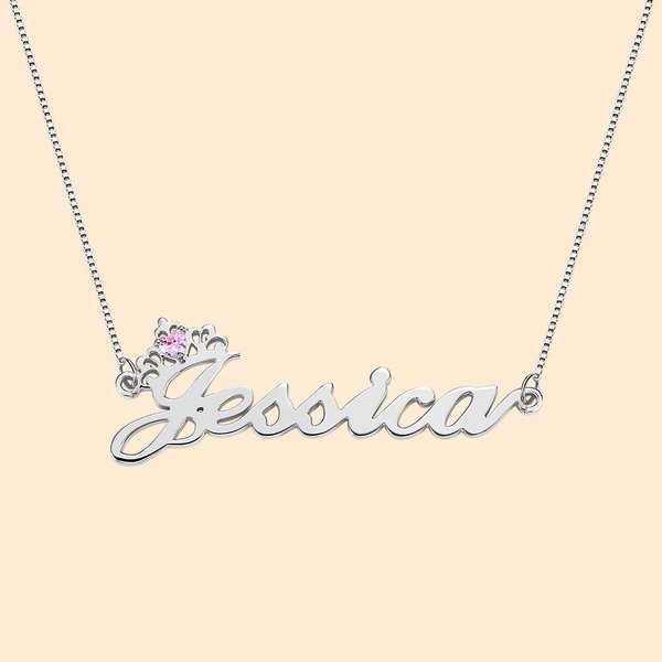 Collar colgante personalizado con nombre en plata de ley con corona y corazón Cumpleaños Día de la Madre Regalo para ella