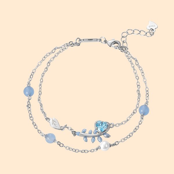 Double Colors Vine Leaves Hochzeit Armband Sterling Silber