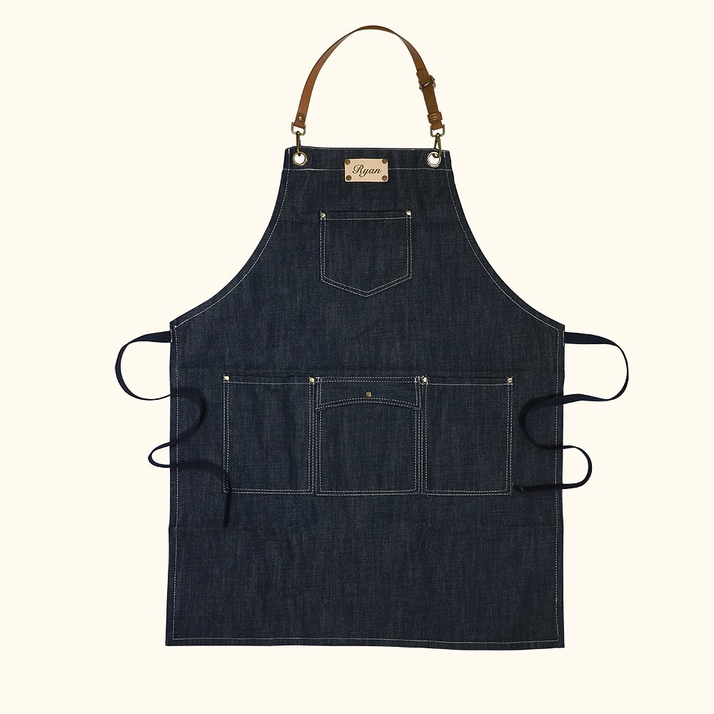 Custom Canvas Work Shop Aprons Pockets Leather Strap
