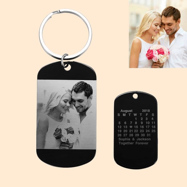 Calendario fotografico Dog Tag Portachiavi in acciaio inox