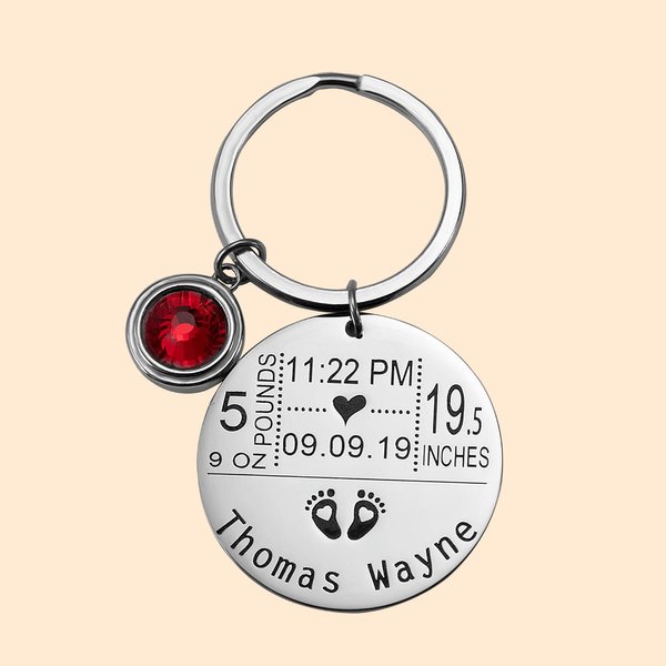 First Time New Mom/Dad Baby Announcements Keychain