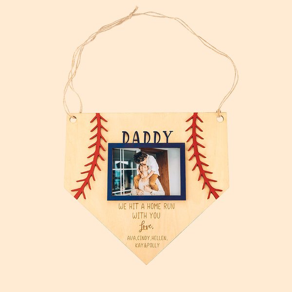 Regali per papà con cornice in legno per foto di baseball rustica personalizzata