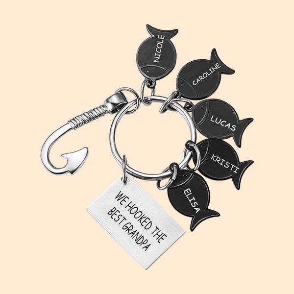 Llavero de gancho con peces personalizados y grabado