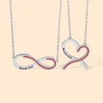 Personalised Convertible Infinity Love Birthstone Sterling Silver Necklace with Engraved Names Birthday Valentine's Day Anniversary Gift for Women