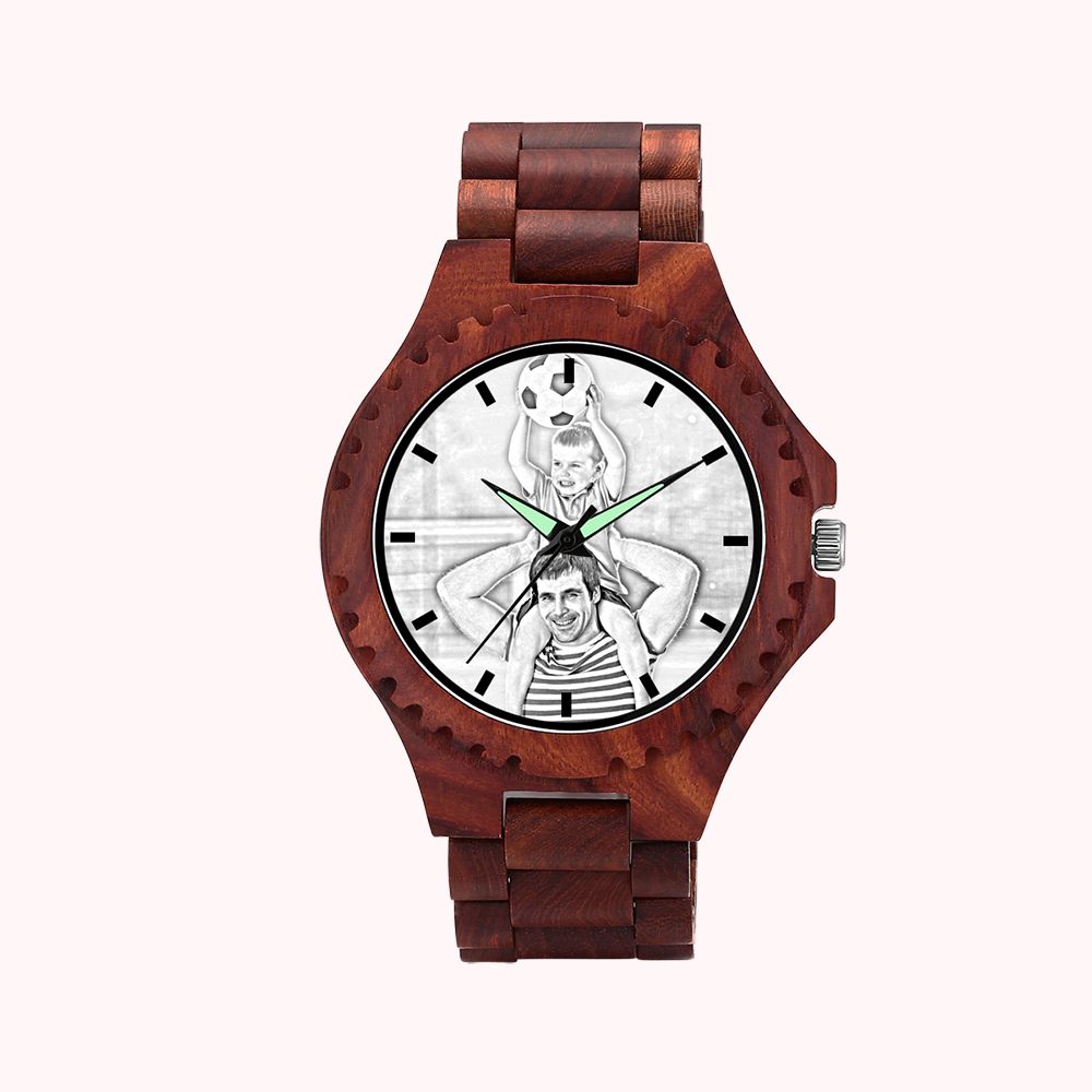 Personalised Photo Print Wooden Watch Him