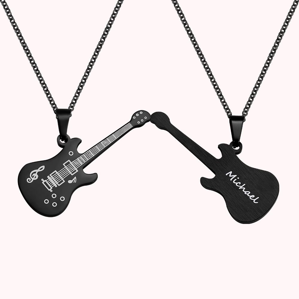 Personalisierte gravierte Gitarrenhalskette für Gitarristen