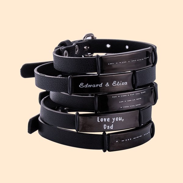 Aangepaste lederen morse code armband