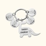 Porte-clés Dinosaure Personnalisé avec 1-10 Noms Gravés sur Breloques Cadeau de Fête des Pères pour Papa Grand-père