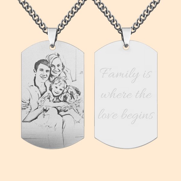 Personligt graverat fotohalsband med text Fars dag Födelsedag Jubileum Gåva för män