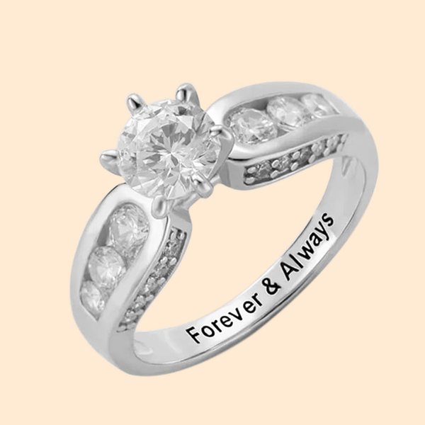Henkilökohtainen monivärinen kaiverrettu jalokivi Promise Sterling Silver Ring teksti syntymäpäivä kihlaus lahja naisille