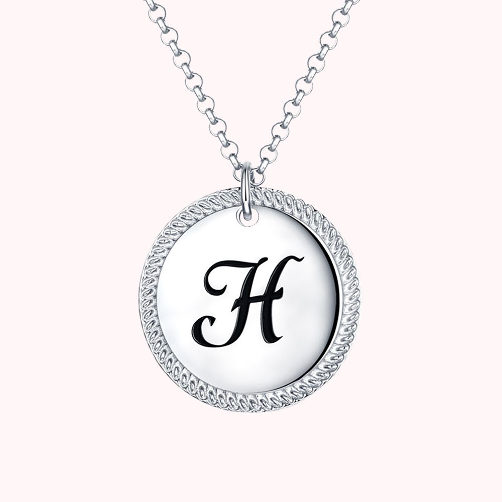 Personalised Disc Round CZ Initial Necklace