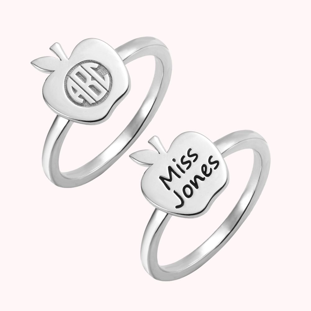 Personalisierter Monogramm- Namens-Apfelring